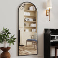 Antok Arched Full Length Mirror 58"x21", Standing Floor Mirror with Black Frame, Durable Anti-Shatter Glass, Freestanding/Wall Mountable for Bedroom, Living Room, Dressing Room