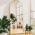 Antok 58"x21" Arched Full Length Mirror with Stand - Gold Frame Standing Floor Mirror, Full Body Mirror, Shatterproof, Freestanding/Wall Mount, for Bedroom, Dressing Room
