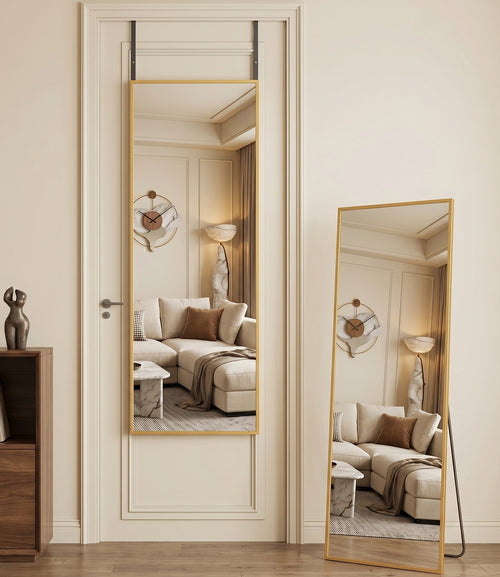 Antok Full Length Door Mirror, Over the Door Mirror with Aluminum Alloy Frame