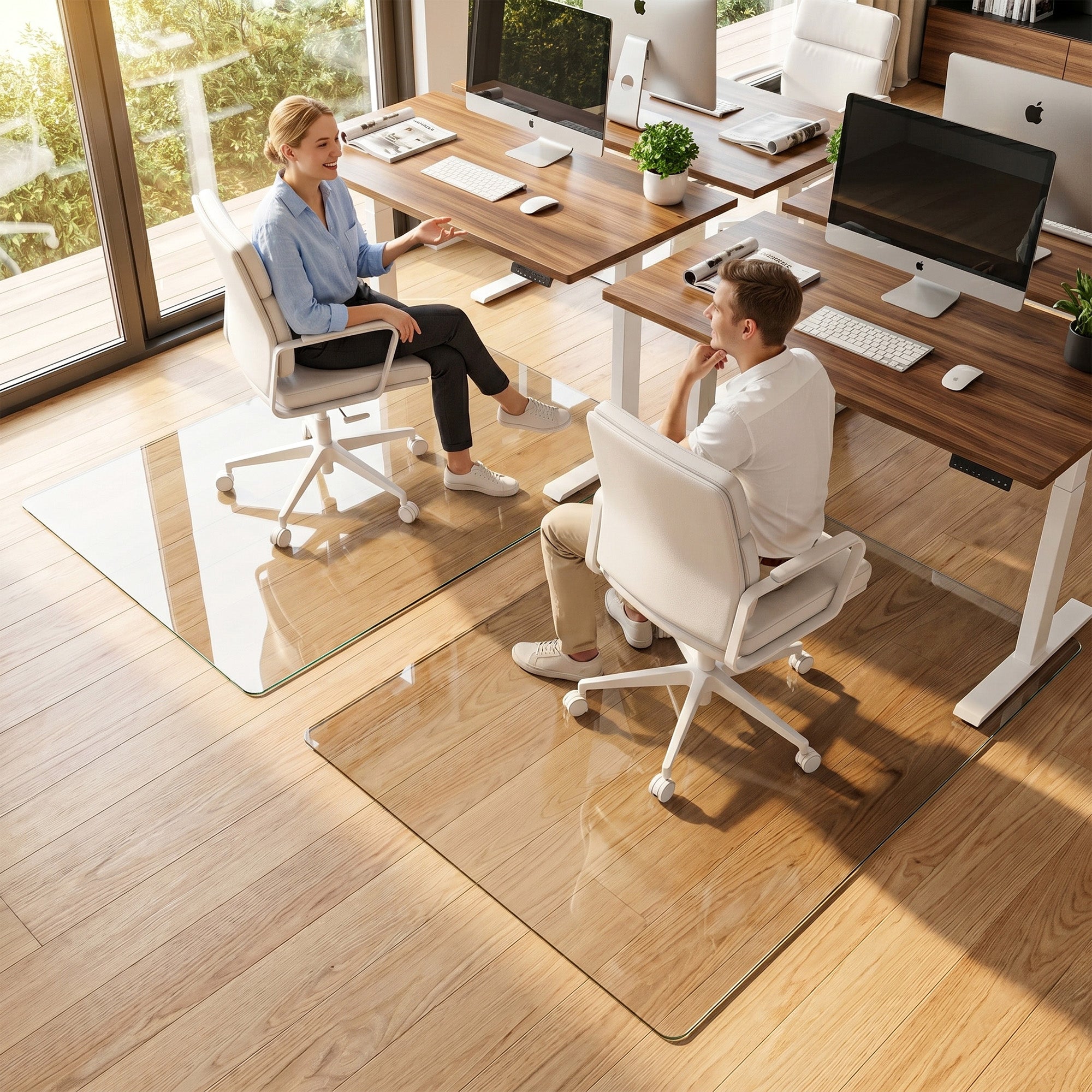 Antok Tempered Glass Chair Mat, 0.2" Heavy Duty & Scratch Resistant Desk Chair Mat, Rounded Corners & Polished Edges for Home, Office