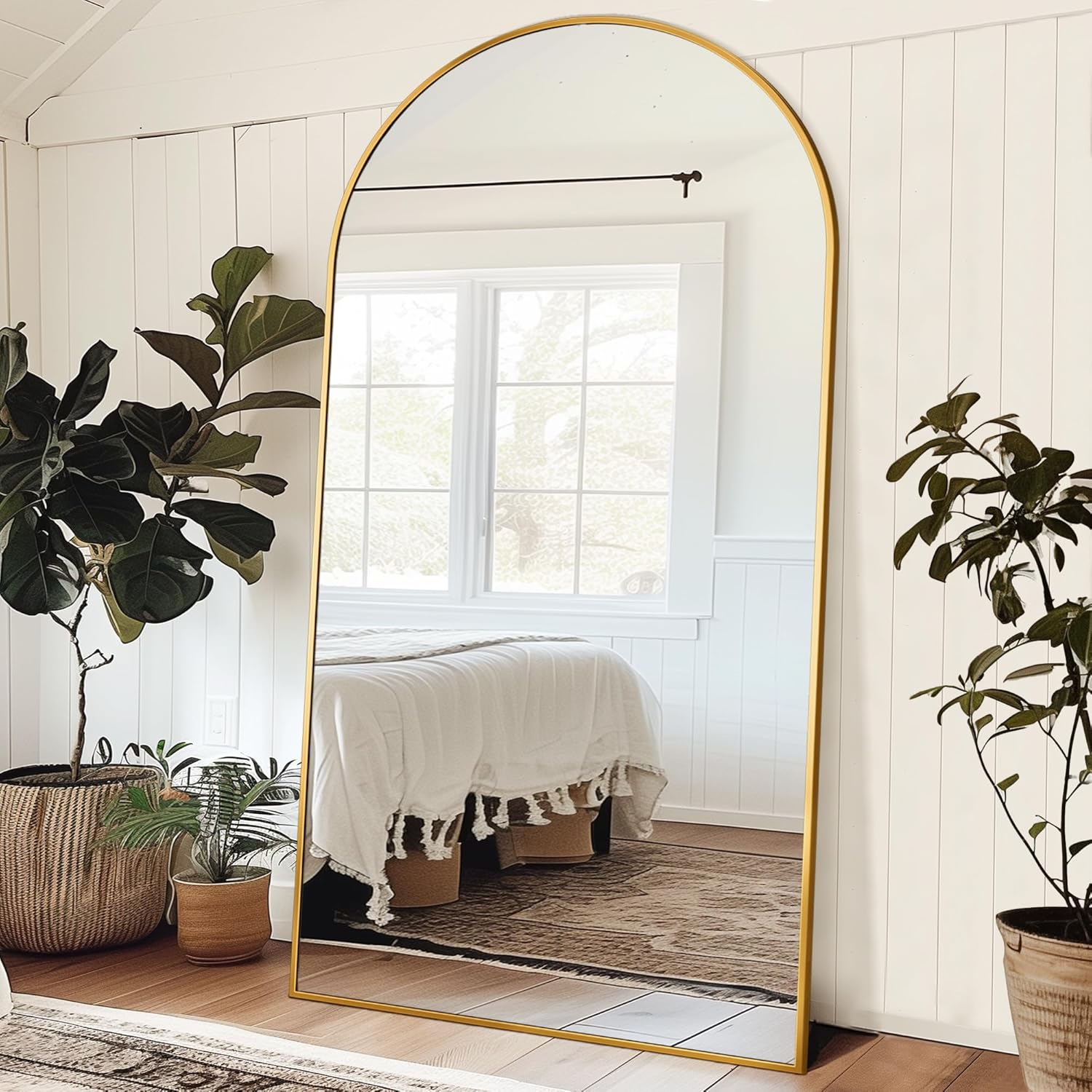 Antok Full Length Floor Mirror, Aluminum Frame, Free Standing/Wall Mount/Leaning for Bedroom, Living Room, Dressing Room