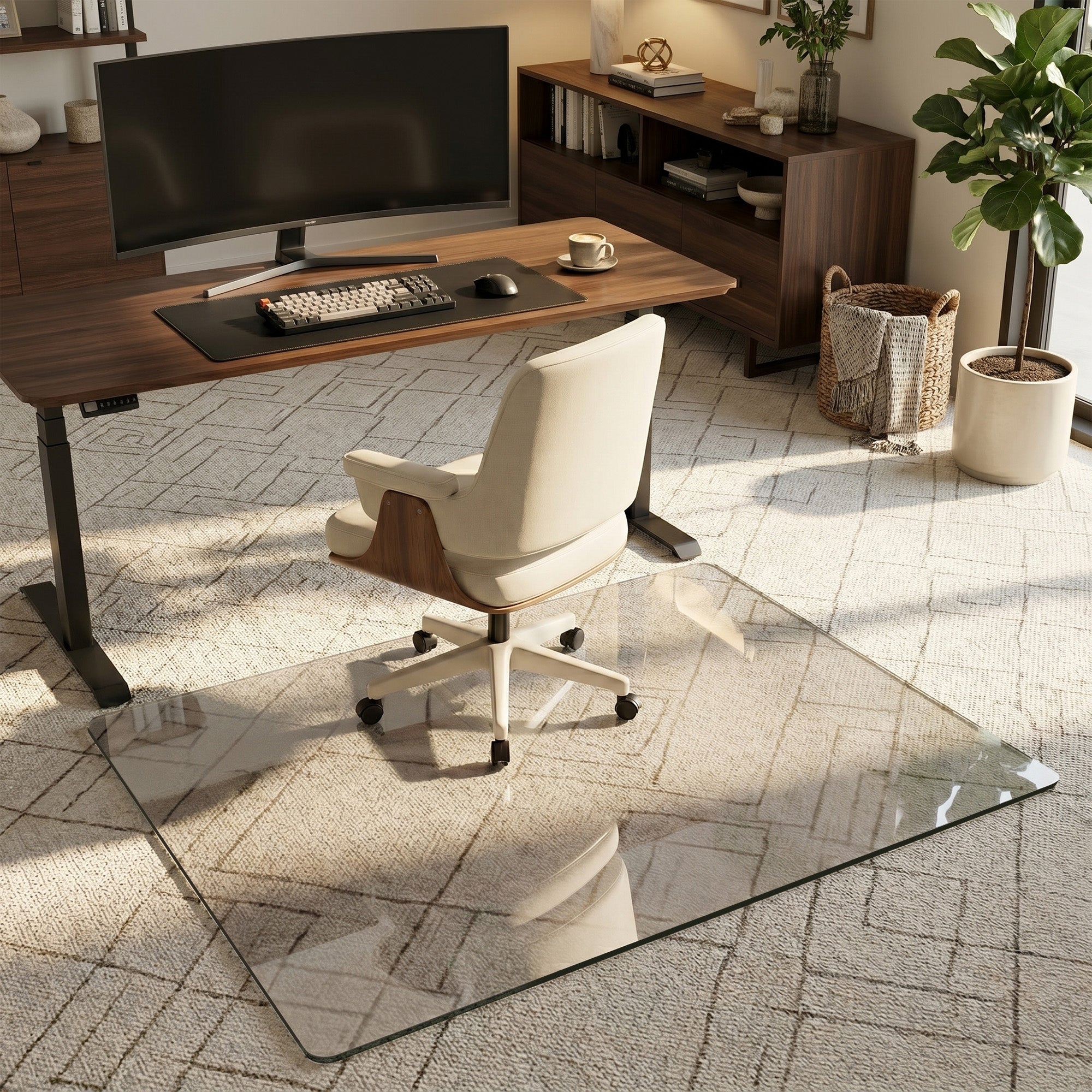 Antok Tempered Glass Chair Mat, Heavy Duty 0.2" Desk Chair Mat for Smooth Rolling at Home or Office