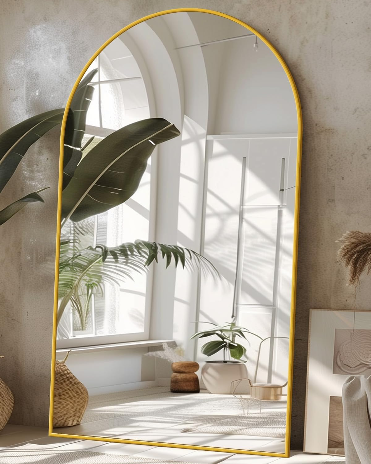 Antok Full Length Floor Mirror, Aluminum Frame, Free Standing/Wall Mount/Leaning for Bedroom, Living Room, Dressing Room