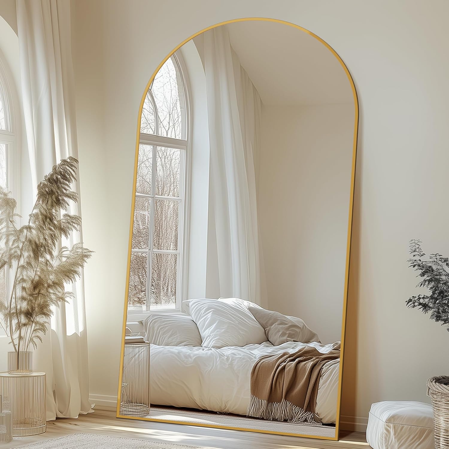 Antok Full Length Floor Mirror, Aluminum Frame, Free Standing/Wall Mount/Leaning for Bedroom, Living Room, Dressing Room