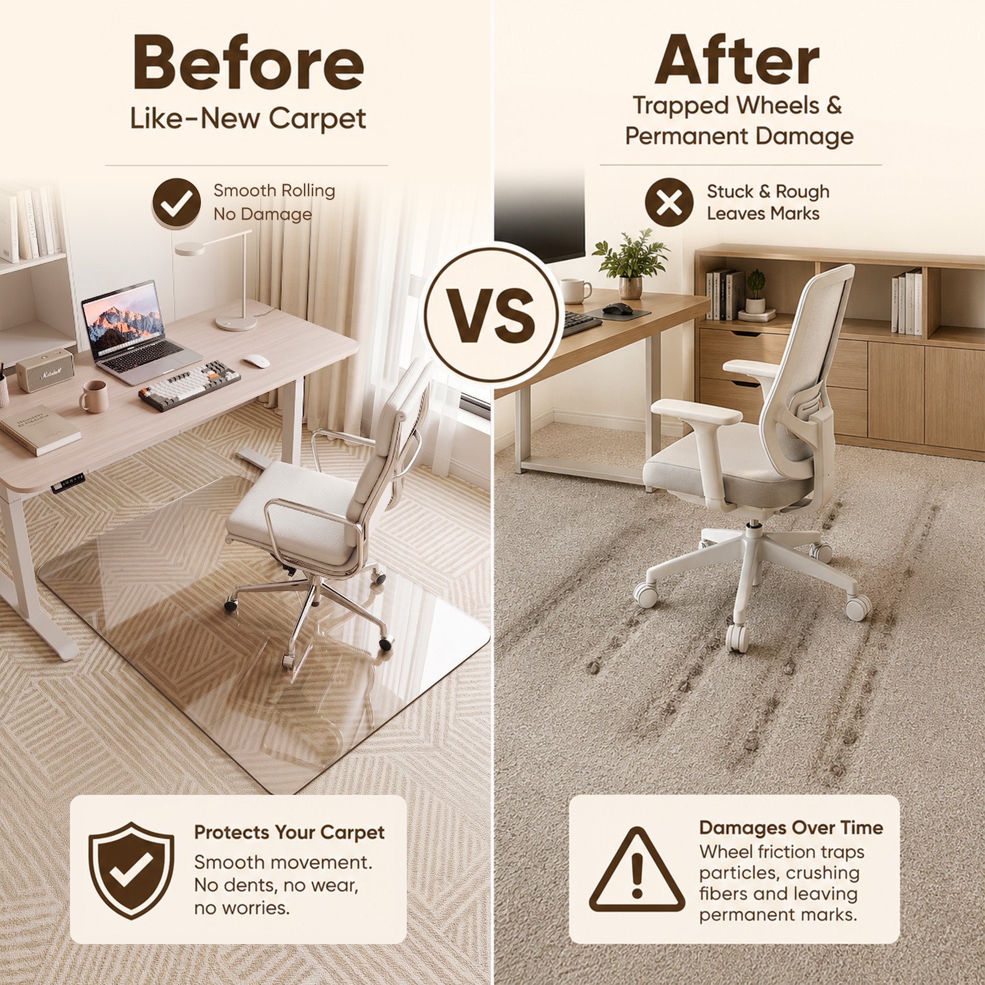 Antok Tempered Glass Chair Mat, Heavy Duty 0.2" Desk Chair Mat for Smooth Rolling at Home or Office