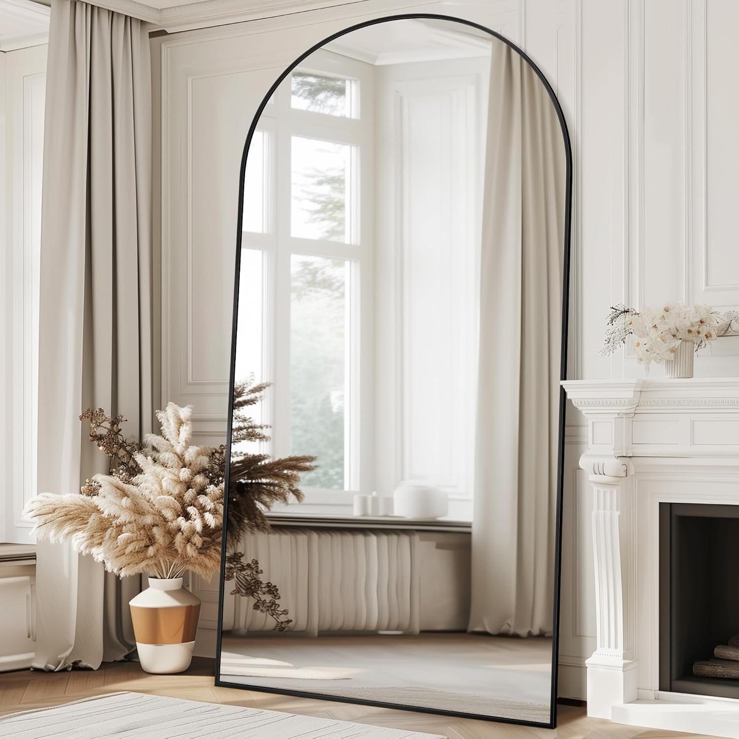 Antok Full Length Floor Mirror, Aluminum Frame, Free Standing/Wall Mount/Leaning for Bedroom, Living Room, Dressing Room