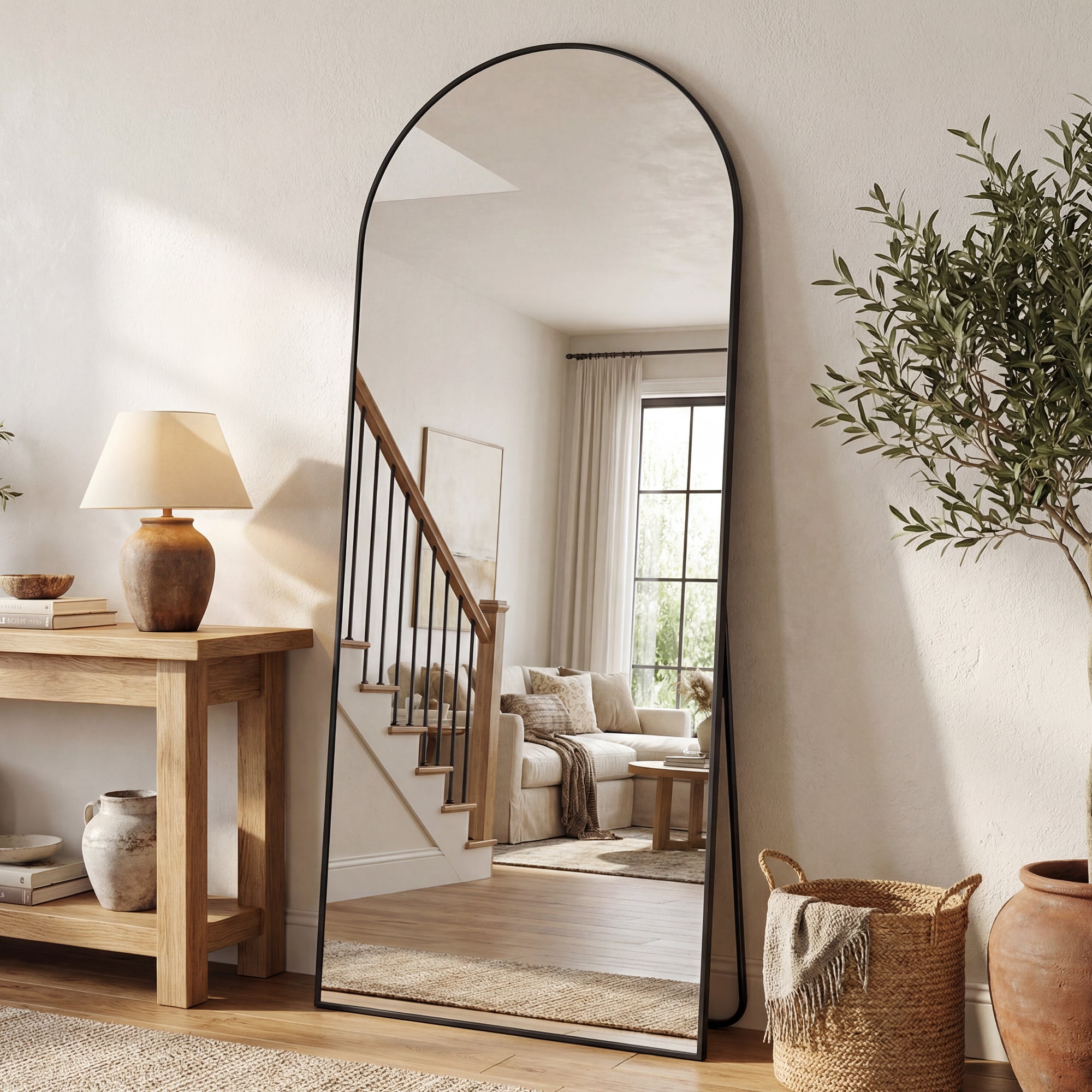 Antok Full Length Floor Mirror, Aluminum Frame, Free Standing/Wall Mount/Leaning for Bedroom, Living Room, Dressing Room