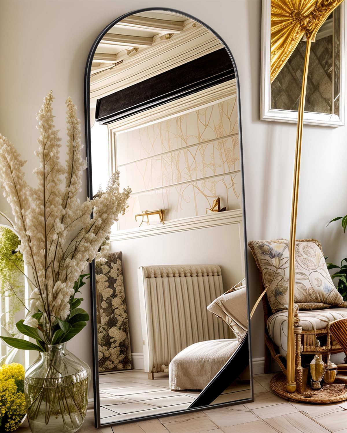 Antok Full Length Floor Mirror, Aluminum Frame, Free Standing/Wall Mount/Leaning for Bedroom, Living Room, Dressing Room