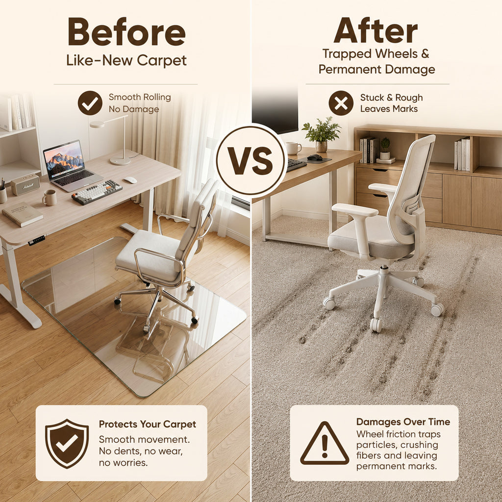Antok Tempered Glass Chair Mat, 0.2" Heavy Duty & Scratch Resistant Desk Chair Mat, Rounded Corners & Polished Edges for Home, Office