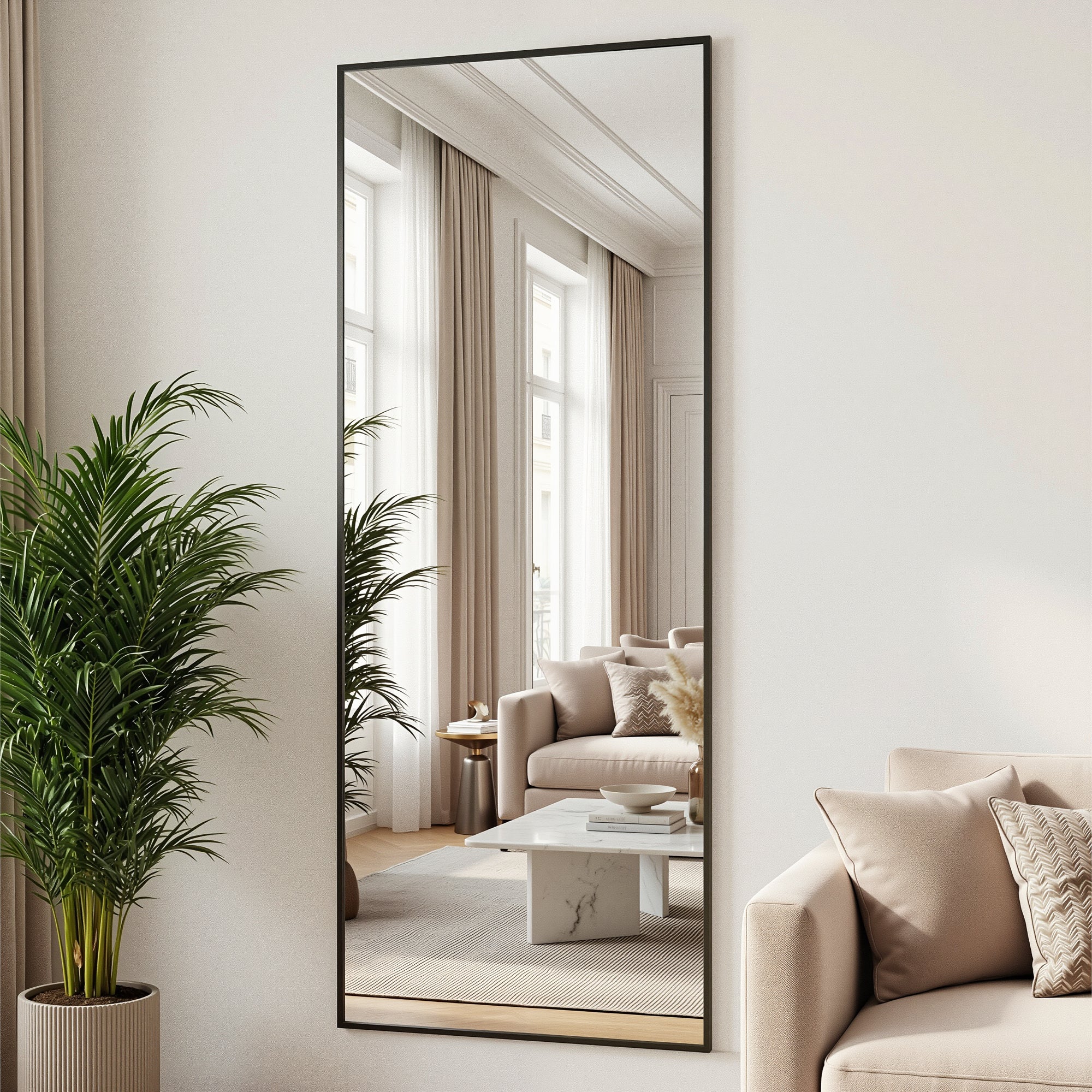 Antok Full Length Floor Mirror, Aluminum Frame, Free Standing/Wall Mount/Leaning for Bedroom, Living Room, Dressing Room