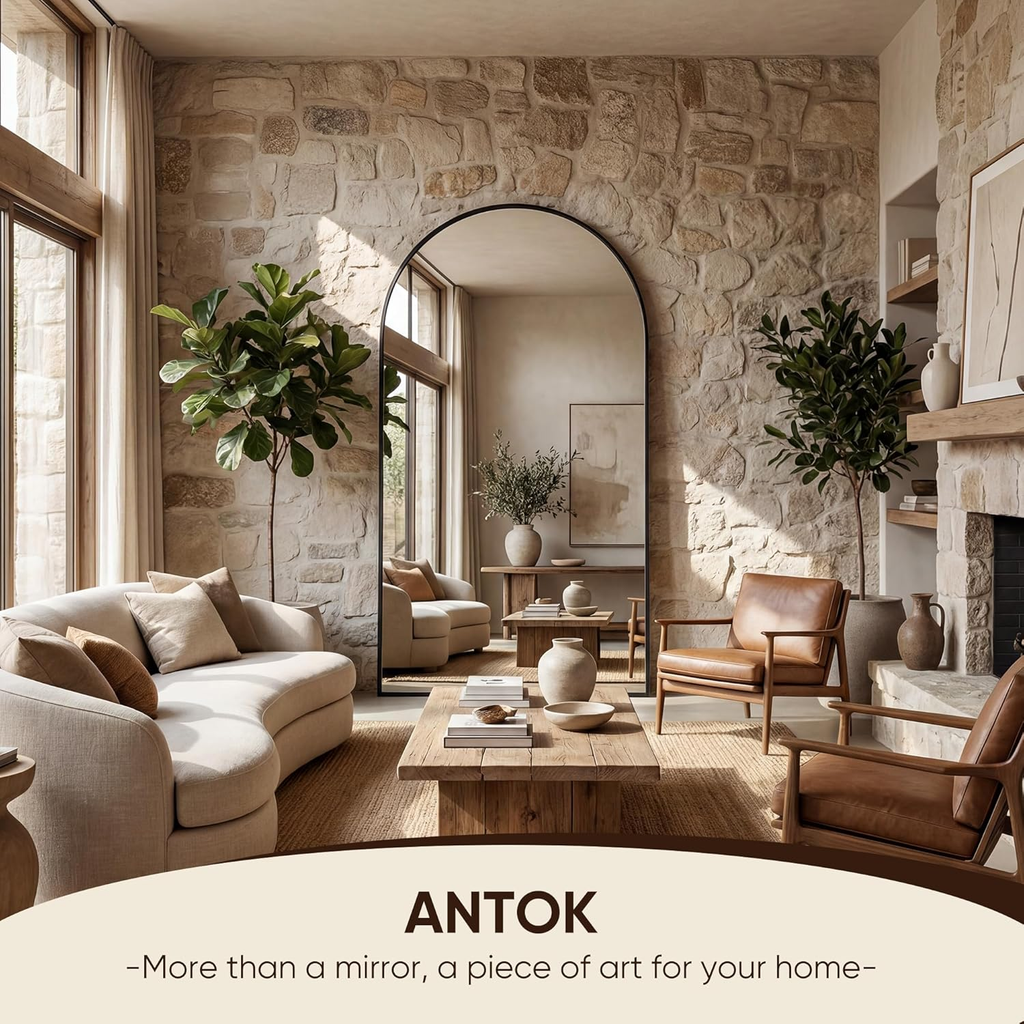 Antok Full Length Floor Mirror, Aluminum Frame, Free Standing/Wall Mount/Leaning for Bedroom, Living Room, Dressing Room
