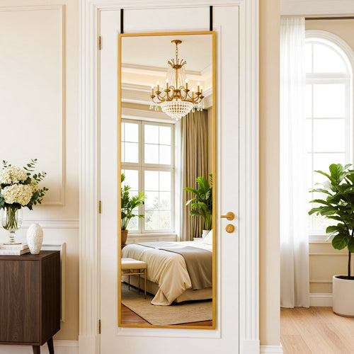 Antok 3-in-1 48" x 14.1" Full Length Mirror, Door Mirror, Wall-Mounted Mirror - Stands, Leans on Wall or Hangs