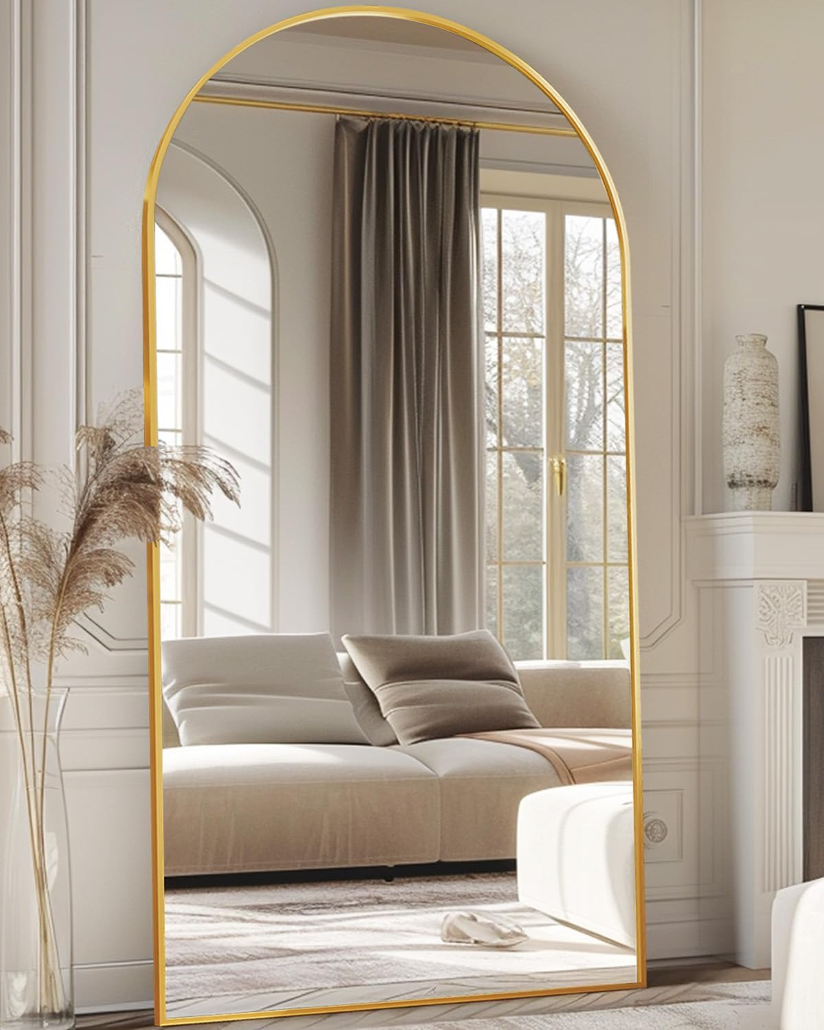 Antok Full Length Floor Mirror, Aluminum Frame, Free Standing/Wall Mount/Leaning for Bedroom, Living Room, Dressing Room