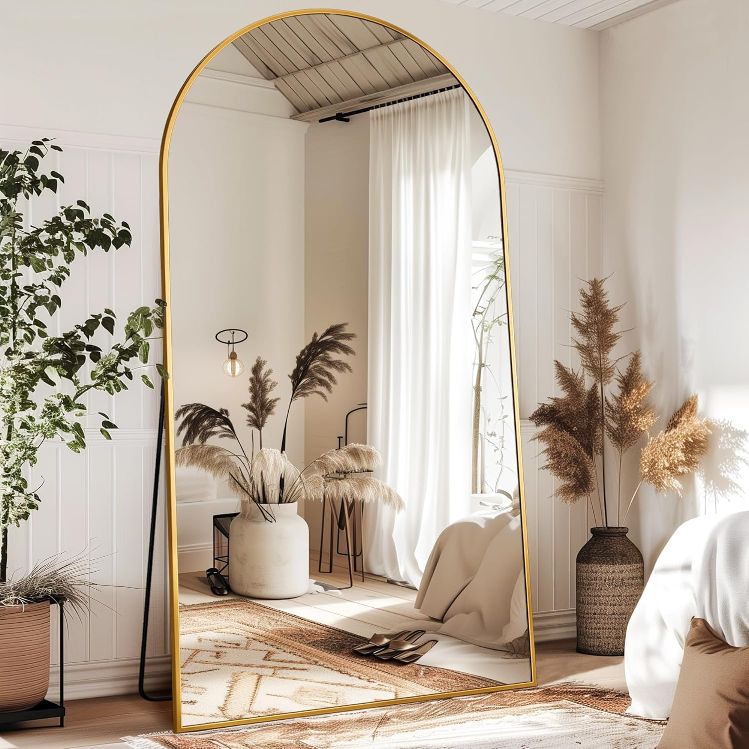 Antok Full Length Floor Mirror, Aluminum Frame, Free Standing/Wall Mount/Leaning for Bedroom, Living Room, Dressing Room