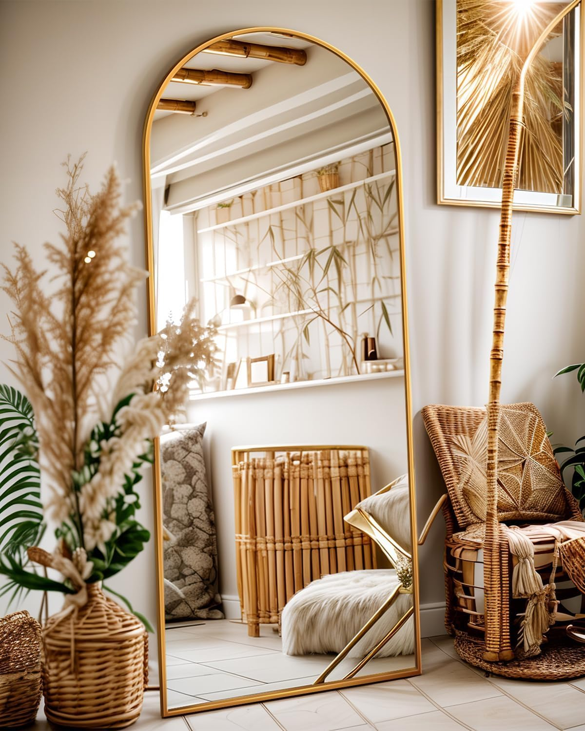 Antok Full Length Floor Mirror, Aluminum Frame, Free Standing/Wall Mount/Leaning for Bedroom, Living Room, Dressing Room