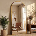 Antok Arched Full Length Mirror 76"x34", Standing Floor Mirror with Gold Frame, Durable Anti-Shatter Glass, Freestanding/Wall Mountable for Bedroom, Living Room, Dressing Room