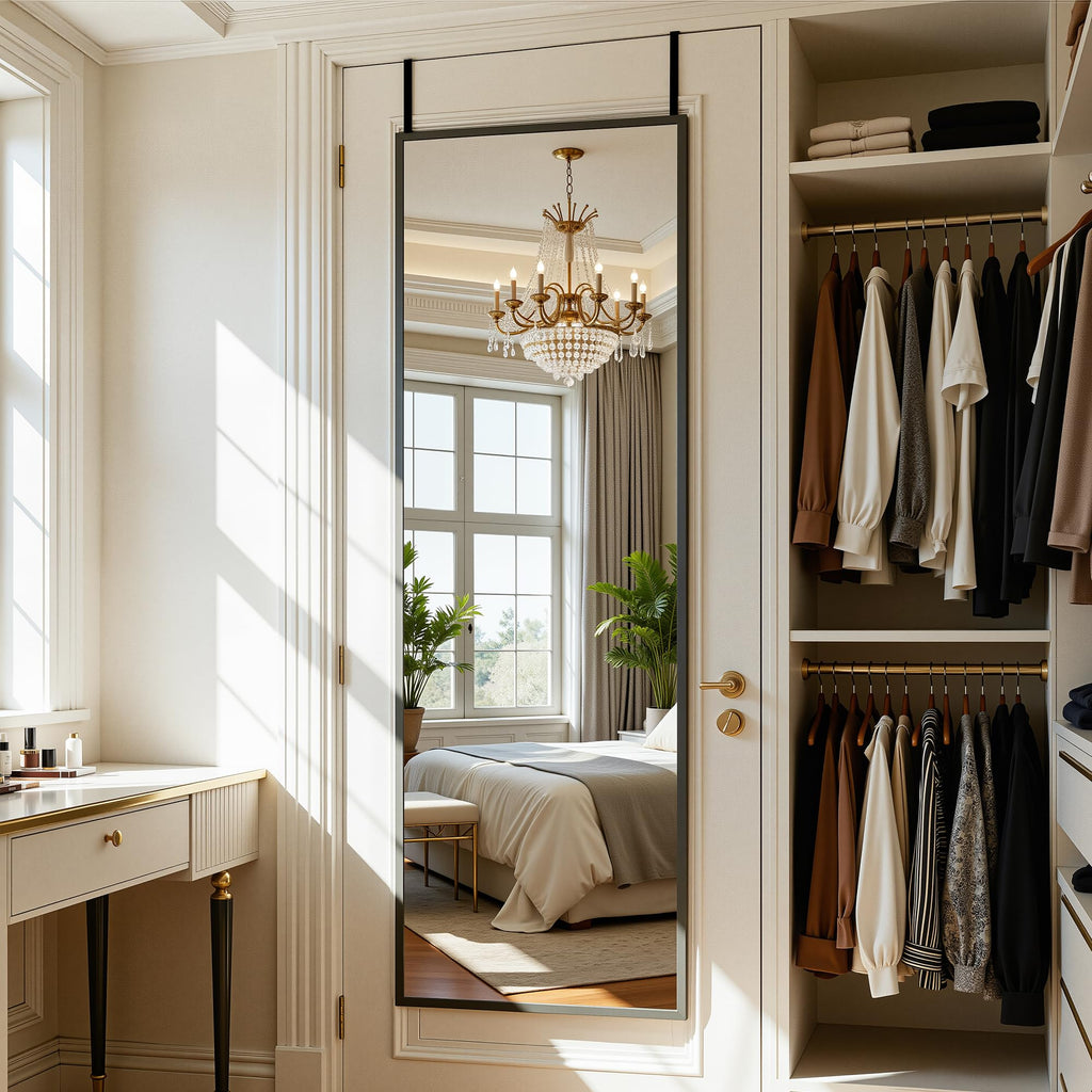 Antok 3-in-1 48" x 14.1" Full Length Mirror, Door Mirror, Wall-Mounted Mirror - Stands, Leans on Wall or Hangs