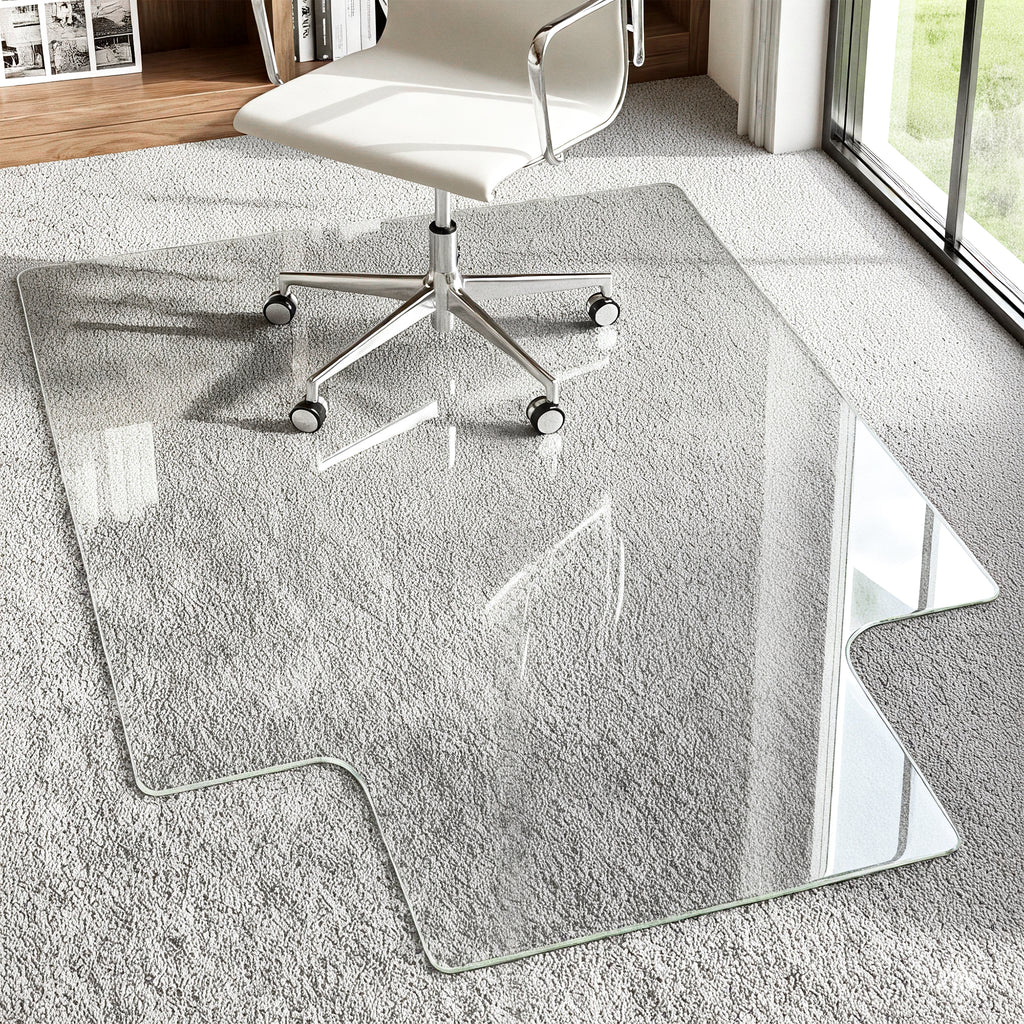 Antok Irregular Tempered Glass Chair Mat, 36"x48" Office Chair Mat for Carpet & Hardwood Floors, Heavy Duty 0.2" Desk Chair Mat for Smooth Rolling at Home or Office