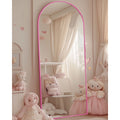 Antok Arched Full Length Floor Mirror 58"x18.1" Full Body Mirror with Stand, for Bedroom, Living Room, Cloakroom, Pink